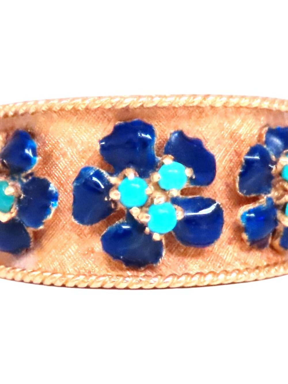 .50ct Natural Turquoise Blue Daisy Petal Vintage Ring 18kt Gold*
